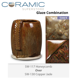 Honeycomb SW117 over Copper Jade SW130 Stoneware Glaze Combination